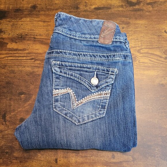 Vanity Jeans Size 26 Emma Curvy Low Rise Straight Thick Stitch Button Flaps - Picture 3 of 11